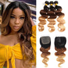 Brazilian Body Wave Hair Weave 3/4 Bundles With Closure Ombre Human Bundles Bennys Beauty World