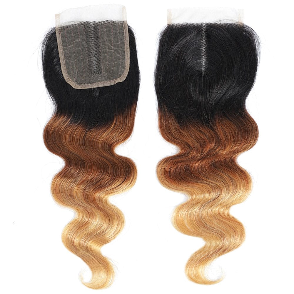 Brazilian Body Wave Hair Weave 3/4 Bundles With Closure Ombre Human Bundles Bennys Beauty World