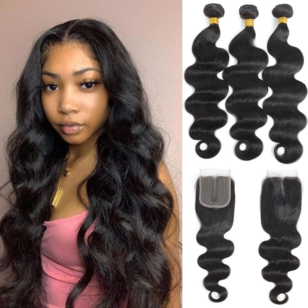 Brazilian Hair Loose Wave 3 Bundles with Closure Virgin 100% Unprocessed  Human Hair Bundles with Lace Closure Part (18 20 22+16) Natural Color :  Amazon.in: Beauty