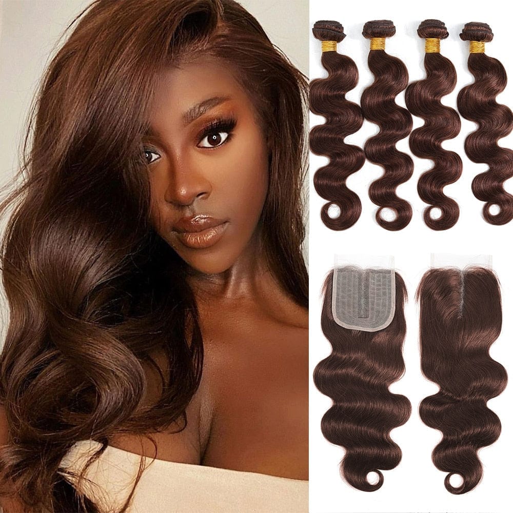 Brazilian Body Wave Hair Weave 3/4 Bundles With Closure Ombre Human Bundles Bennys Beauty World