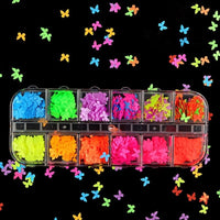 Butterfly Nail Glitter Sequins Sparkly Laser Neon Star Maple Leaf Flakes Bennys Beauty World