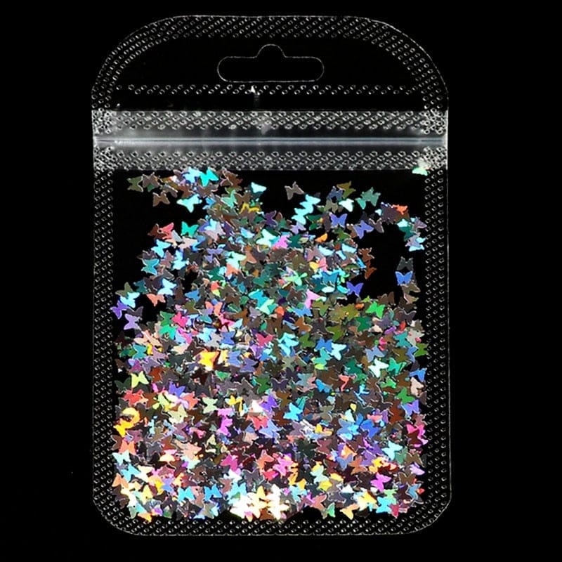 Butterfly Nail Glitter Sequins Sparkly Laser Neon Star Maple Leaf Flakes Bennys Beauty World