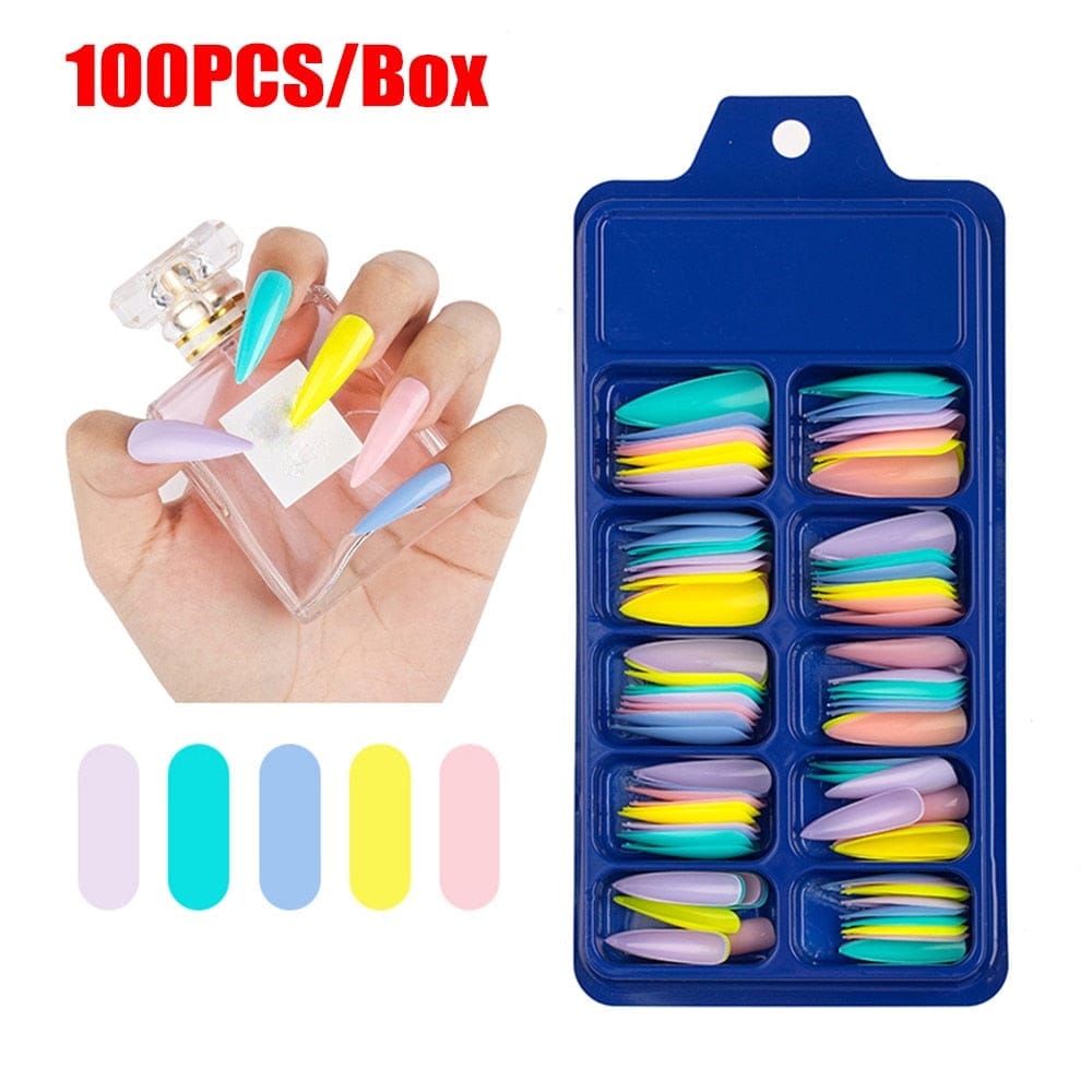 Candy Color Full Cover Matte False Fake Nails Extension False Nails Bennys Beauty World