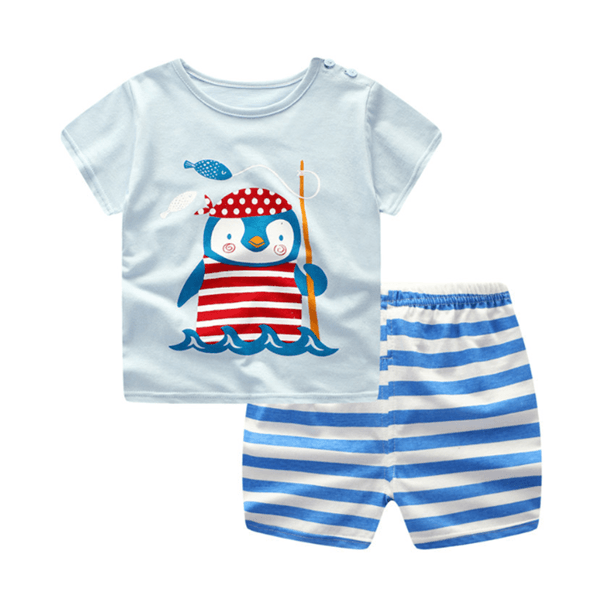 Cartoon Clothing Baby Boy Summer Clothes T-shirt Baby Girl Casual Clothing Sets Bennys Beauty World