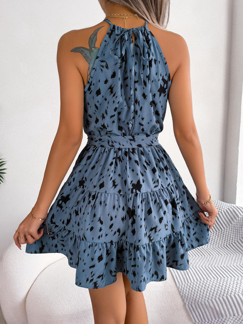 Casual Leopard Print Ruffled Summer Swing Dress Bennys Beauty World
