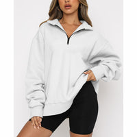 Casual Top Half Zipper Pullover Long Sleeved Sweatshirt Bennys Beauty World