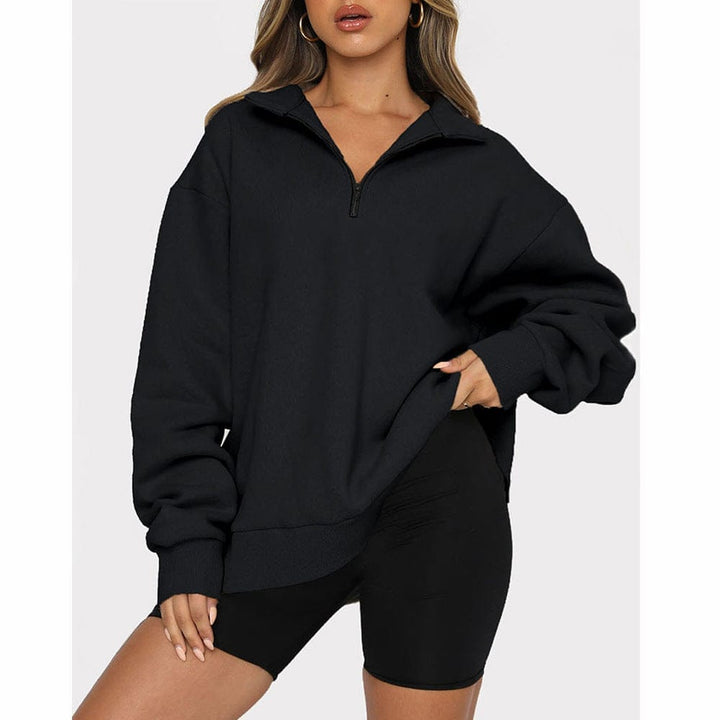 Casual Top Half Zipper Pullover Long Sleeved Sweatshirt Bennys Beauty World