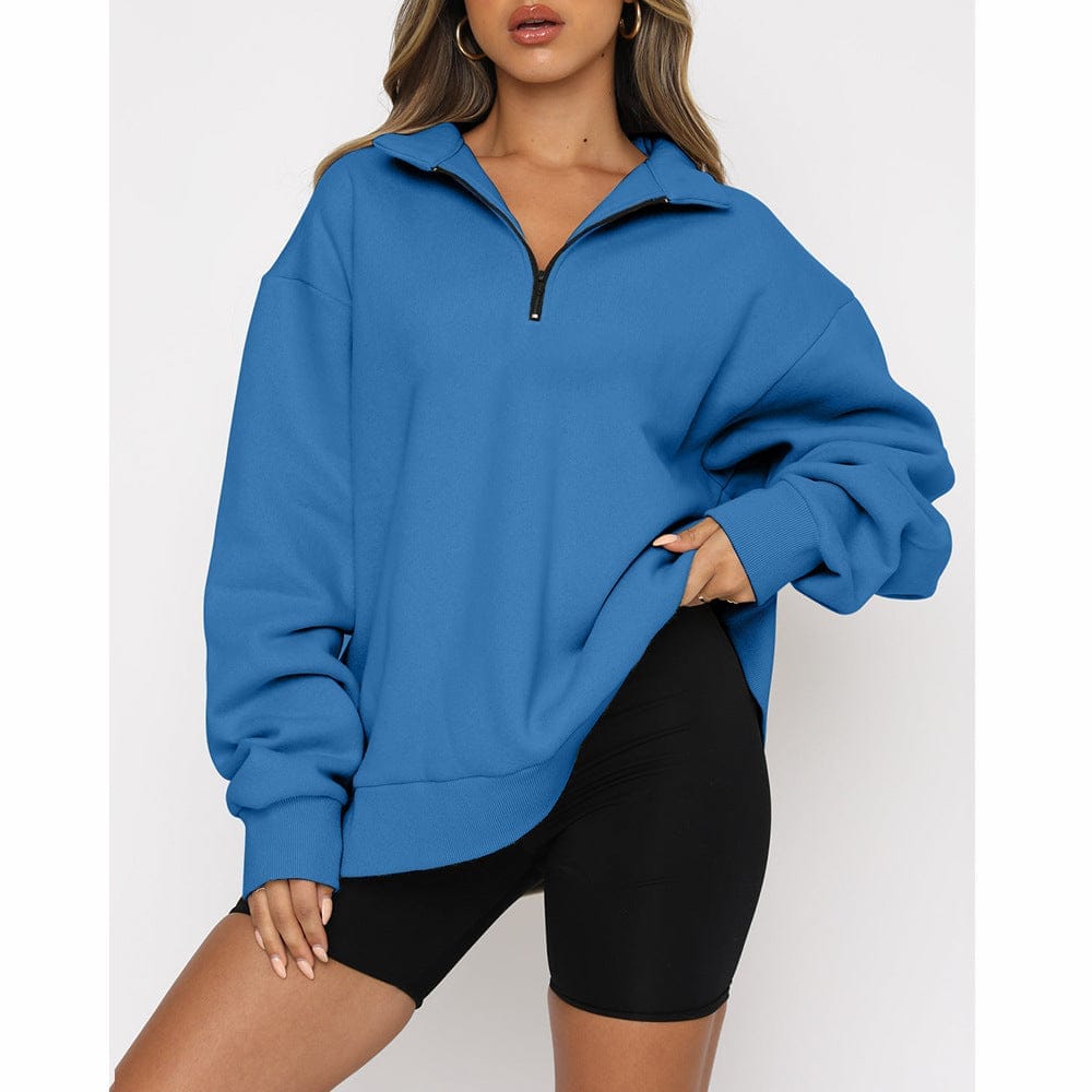 Casual Top Half Zipper Pullover Long Sleeved Sweatshirt Bennys Beauty World