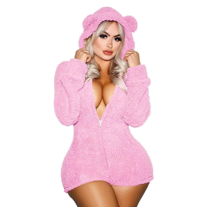 Casual Women Faux Fur Jumpsuits Bennys Beauty World