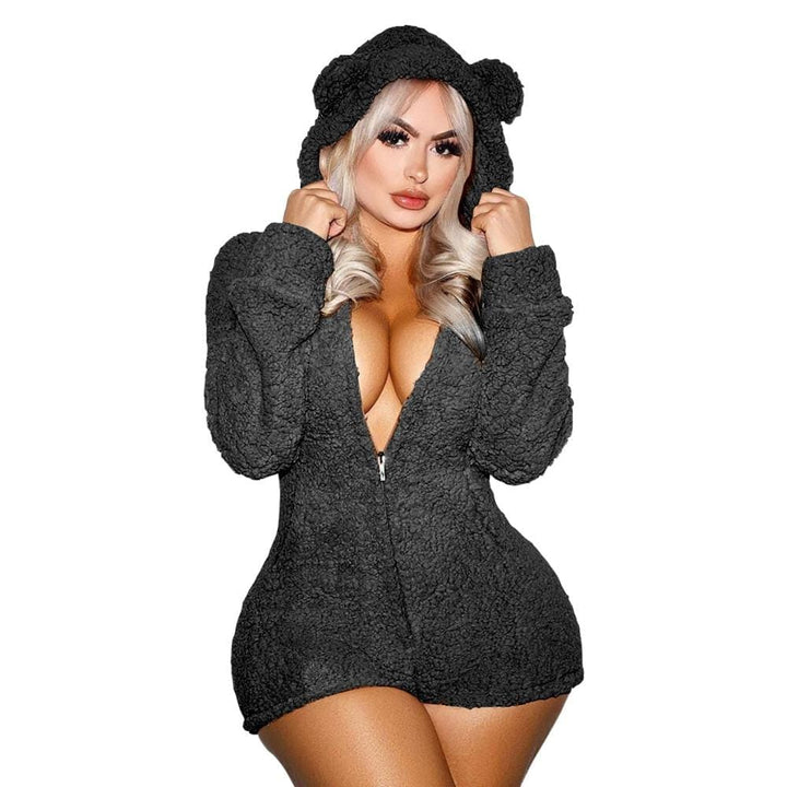 Casual Women Faux Fur Jumpsuits Bennys Beauty World