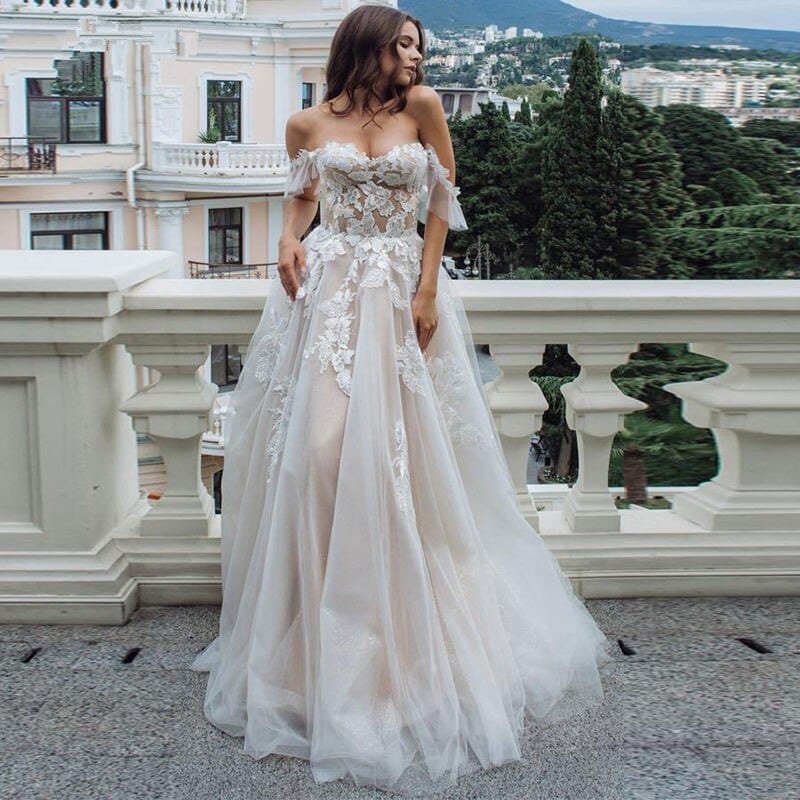 Champagne Boho Wedding Dress 2022 Beach Wedding Dress Bennys Beauty World