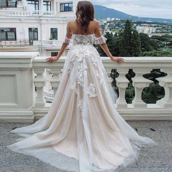 Champagne Boho Wedding Dress 2022 Beach Wedding Dress Bennys Beauty World