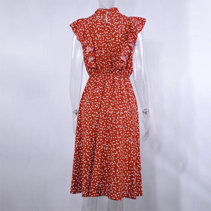 Chiffon Dress Women Elegant Summer Floral Print Ruffle A-line Sundress Bennys Beauty World