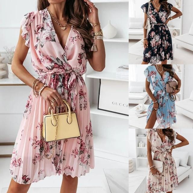 Chiffon Pleated Summer Light Dress Bennys Beauty World