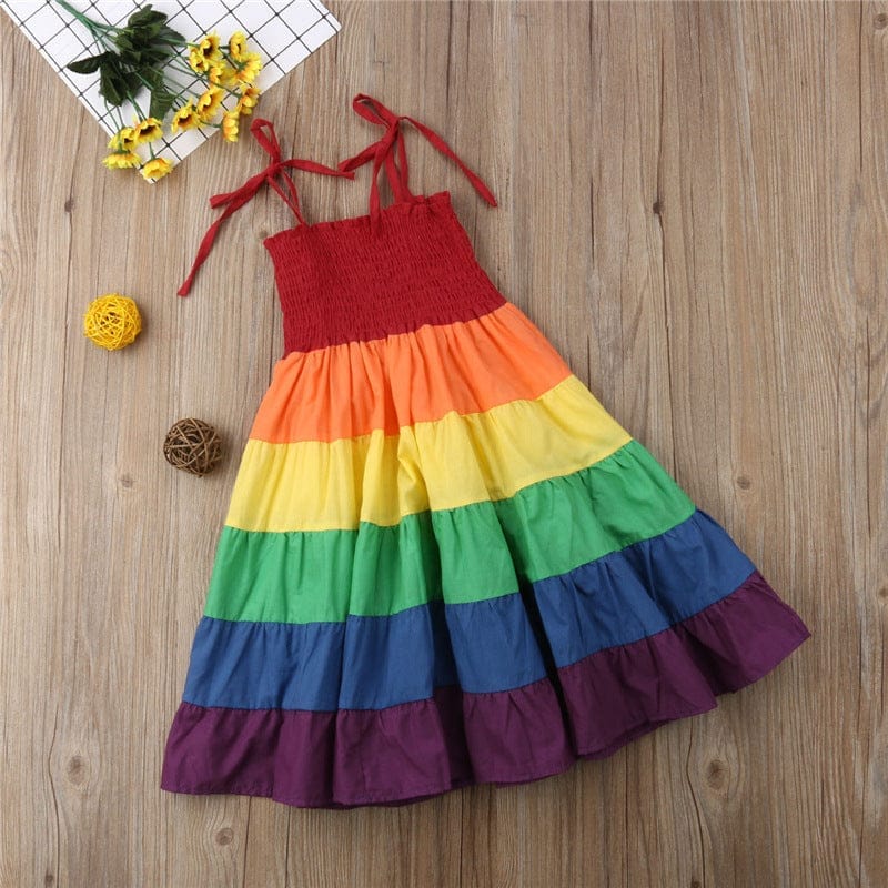 Children'S Skirt Summer Girls Rainbow Dress Suspender Princess Dress Bennys Beauty World