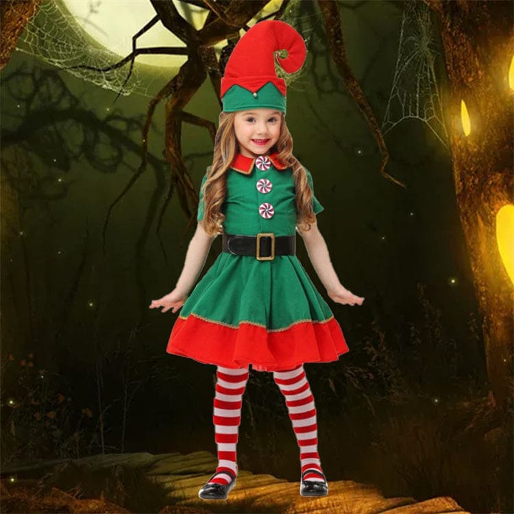 Children's Christmas Costume Boys And Girls Green Elf Costumes Bennys Beauty World