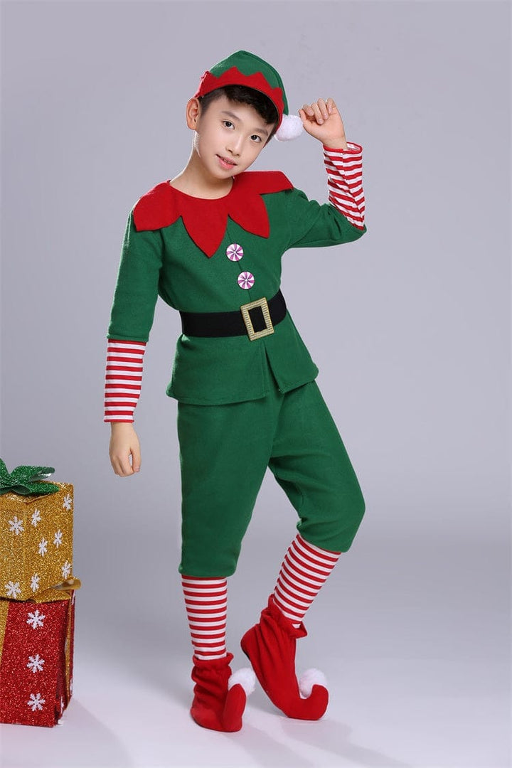 Children's Christmas Costume Boys And Girls Green Elf Costumes Bennys Beauty World