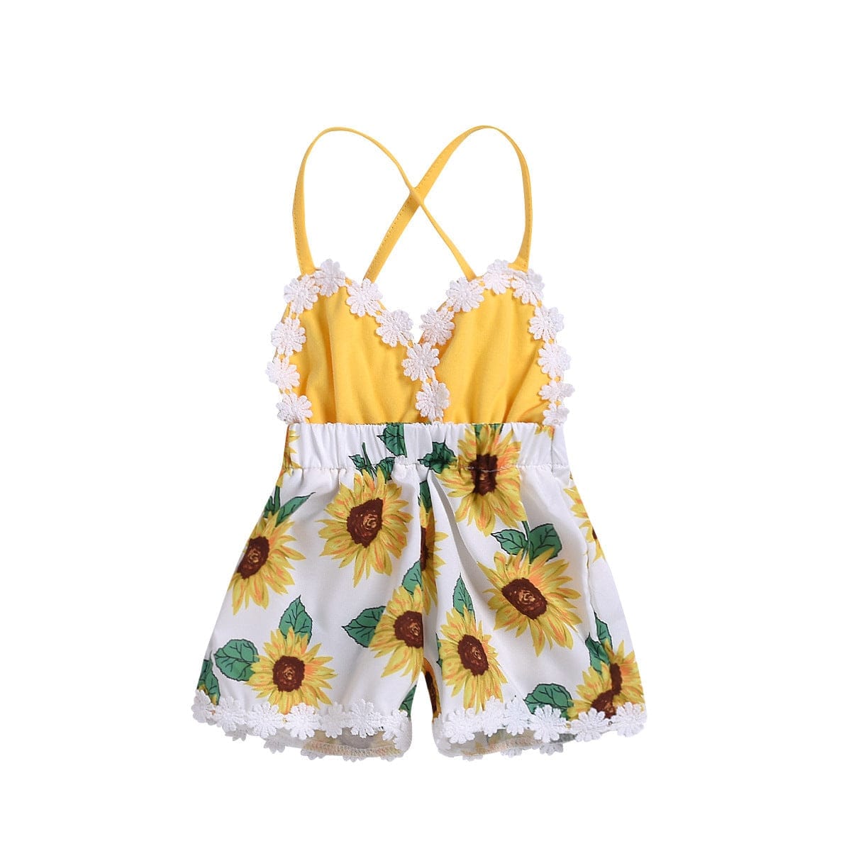 Children's Clothing Girls Baby Jumpsuits Children Sunflower Sling Lace Jumpsuit Bennys Beauty World