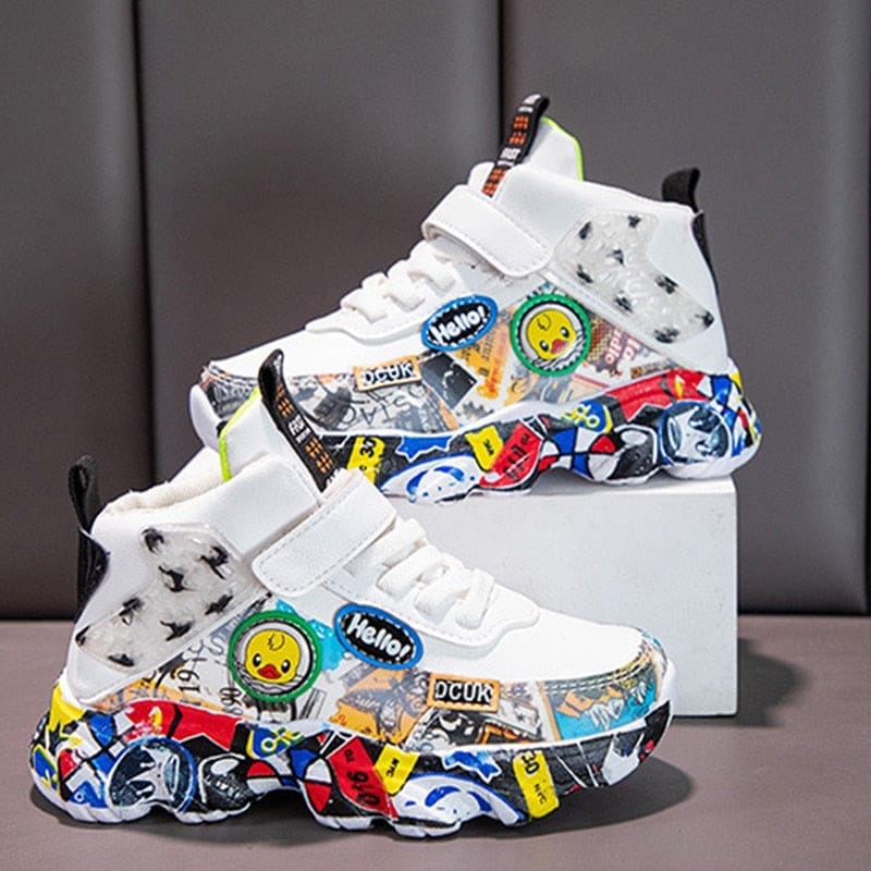 Children's Sports Sneakers Graffiti Pattern Casual Shoes Bennys Beauty World