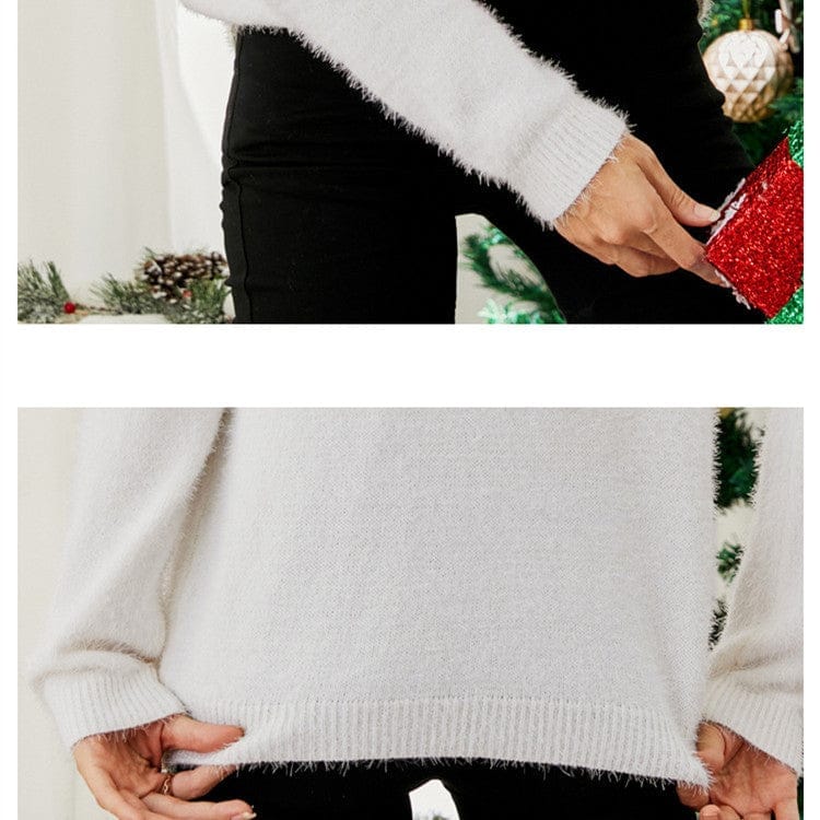 Christmas Hat Sweet Round Neck Knitting Sweater Bennys Beauty World