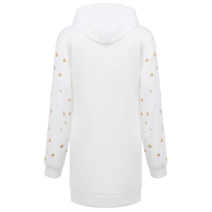 Christmas hot sale printed mid-length pocket hooded long-sleeved sweater Bennys Beauty World