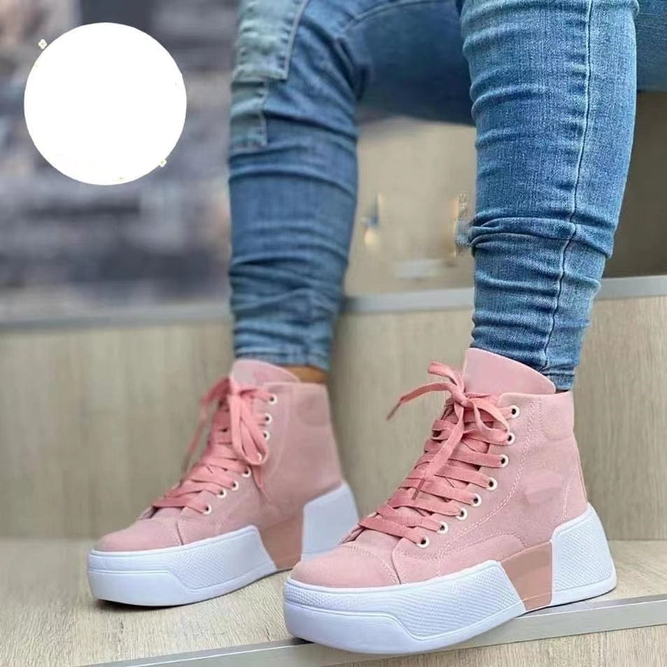 Pink flat ankle on sale boots