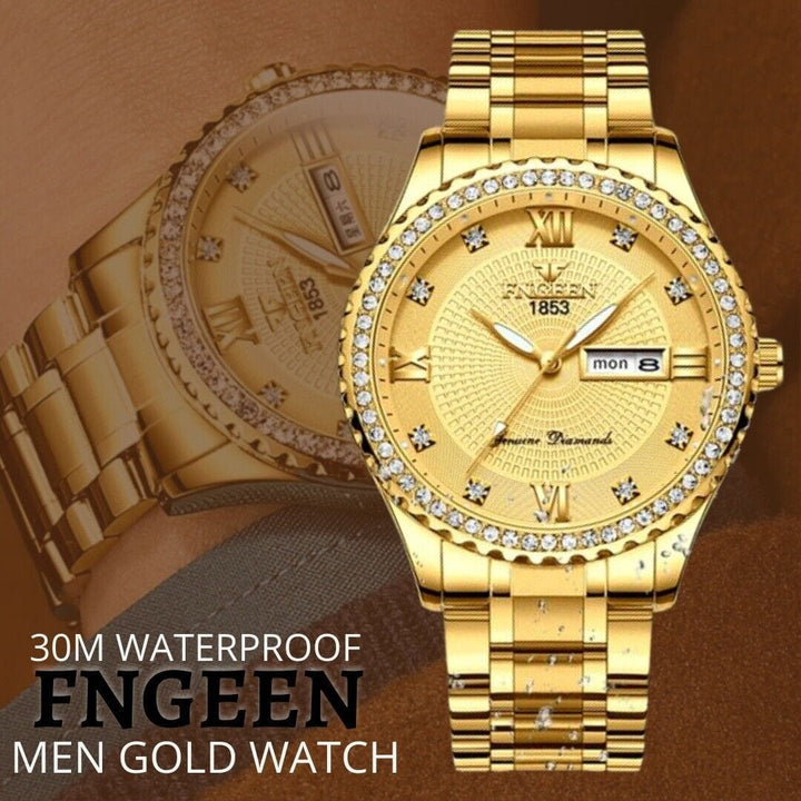 Classic Gold Men Quartz Watch Relojes De Hombre Stainless Steel Business Watches Bennys Beauty World