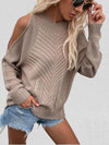 Cold Shoulder Knitted Loose Sweaters For Women