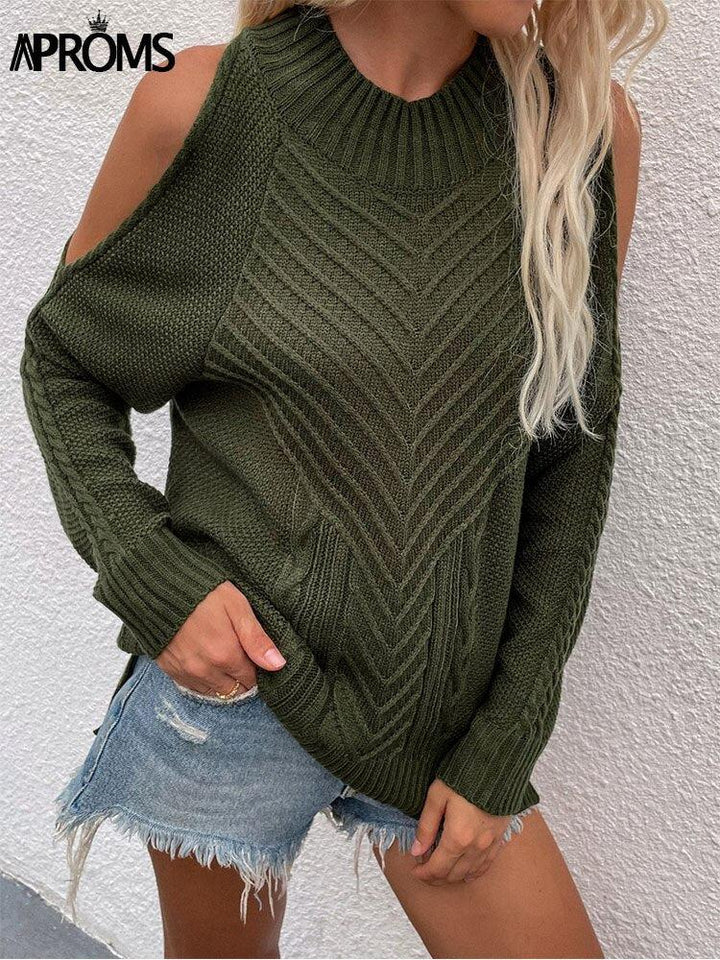 Cold Shoulder Knitted Loose Sweaters For Women Bennys Beauty World