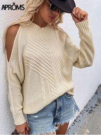 Cold Shoulder Knitted Loose Sweaters For Women Bennys Beauty World