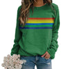 Color Striped Print Round Neck Pullover Long Sleeve Sweater Bennys Beauty World