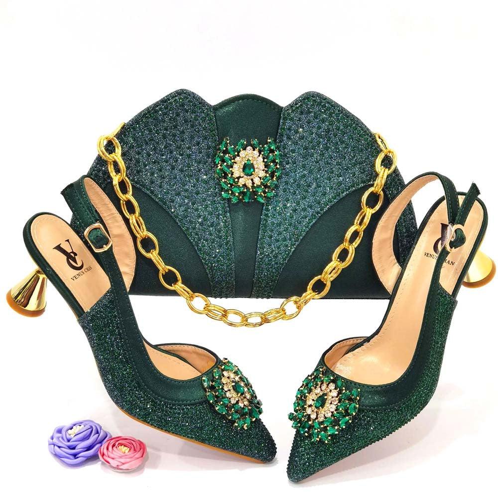 Colorful Rhinestones Women's Party Shoes And Bags Set Bennys Beauty World