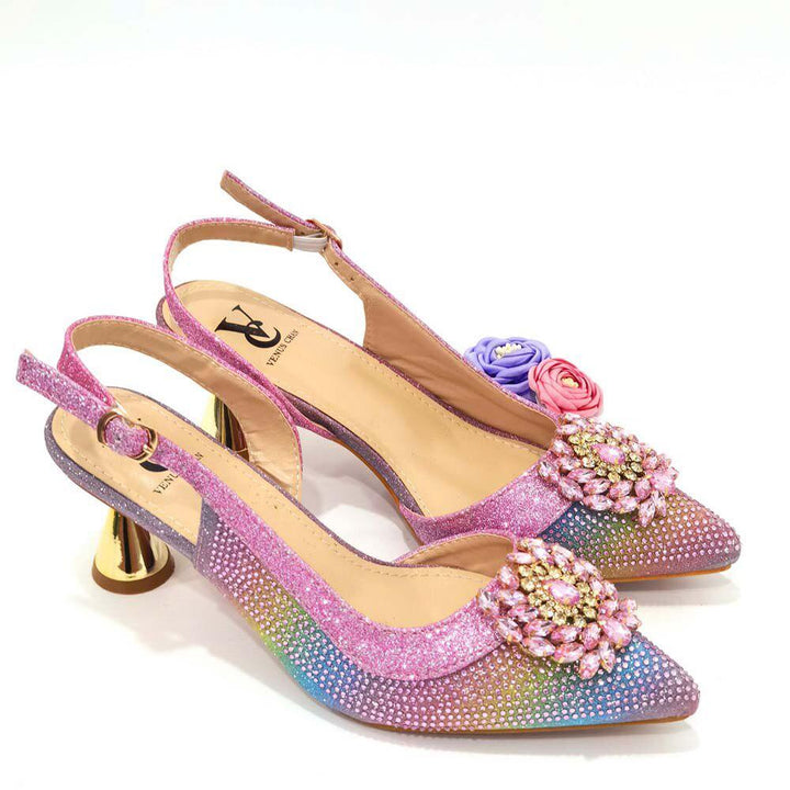 Colorful Rhinestones Women's Party Shoes And Bags Set Bennys Beauty World