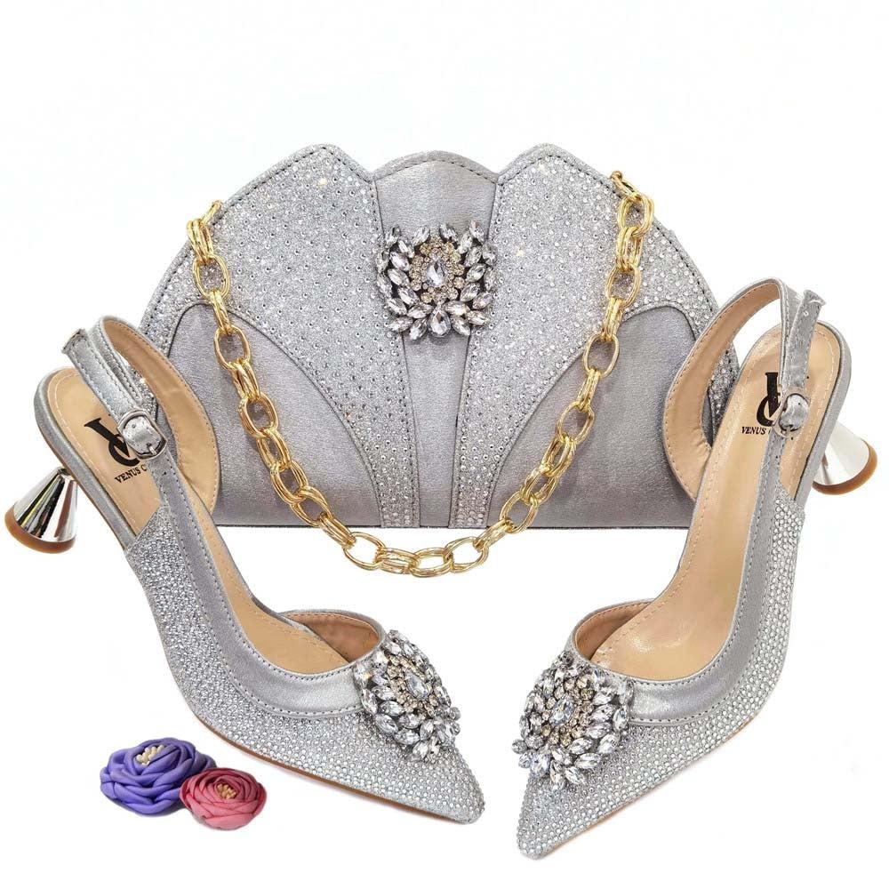 Colorful Rhinestones Women's Party Shoes And Bags Set Bennys Beauty World