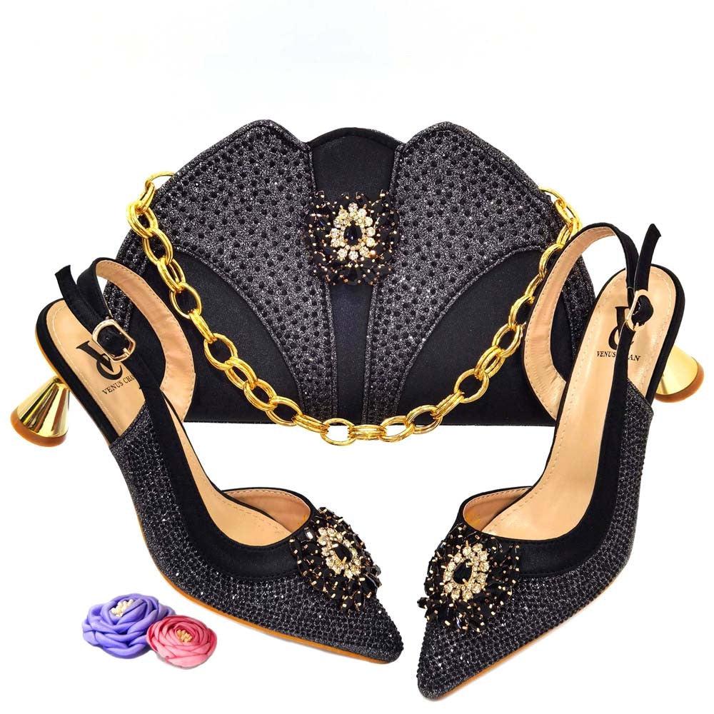 Colorful Rhinestones Women's Party Shoes And Bags Set Bennys Beauty World