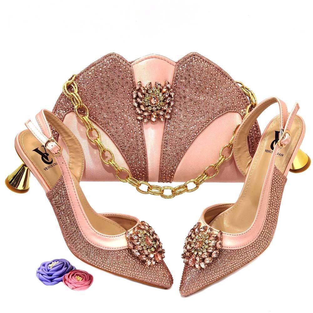 Colorful Rhinestones Women's Party Shoes And Bags Set Bennys Beauty World