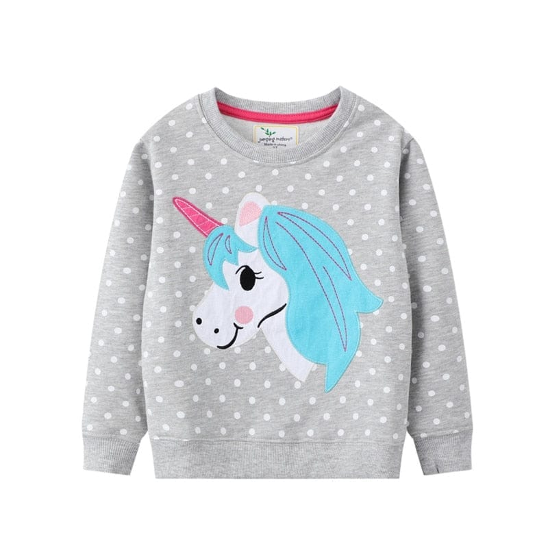 Cotton Autumn Winter Girls Unicorn Embroidery  Kids Sport Hooded Shirts Bennys Beauty World