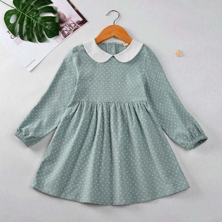 Cotton Cute Doll Collar Long Sleeve Pleated Princess Dress Bennys Beauty World