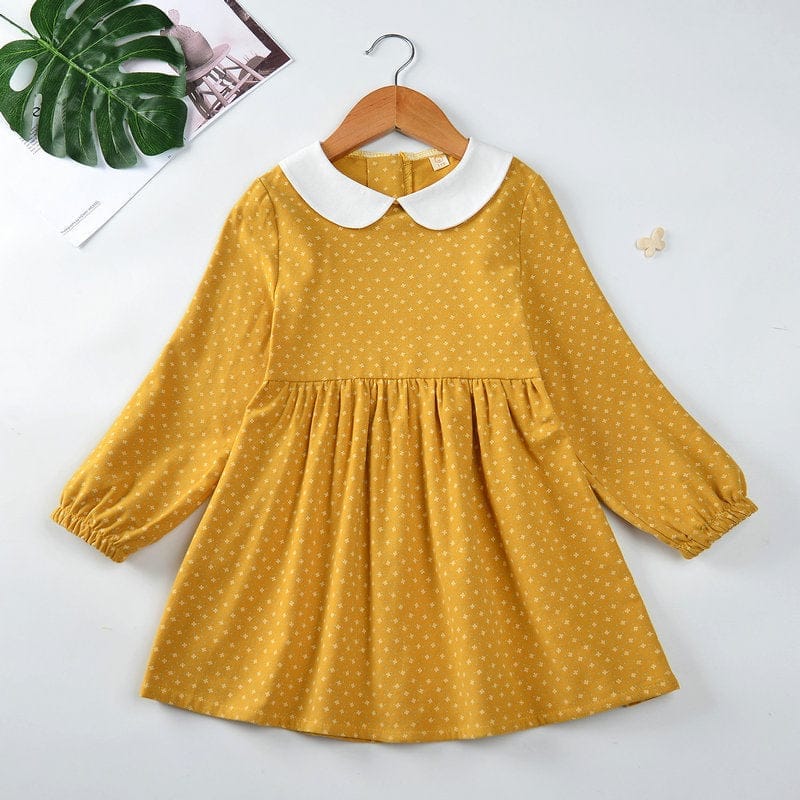 Cotton Cute Doll Collar Long Sleeve Pleated Princess Dress Bennys Beauty World