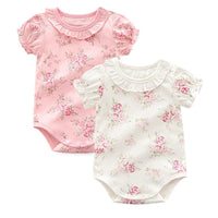 Cotton Floral Baby Bodysuits Summer Newborn Girls. Twins Clothing Bennys Beauty World