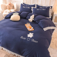 Cotton Four-piece Lace Skin-friendly Breathable Bed Sheet Bennys Beauty World
