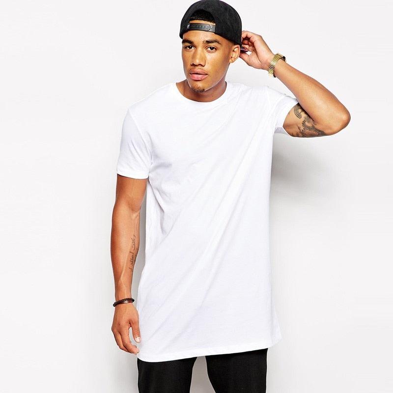 Cotton White Long T Shirt Hip Hop Men T-Shirt Bennys Beauty World