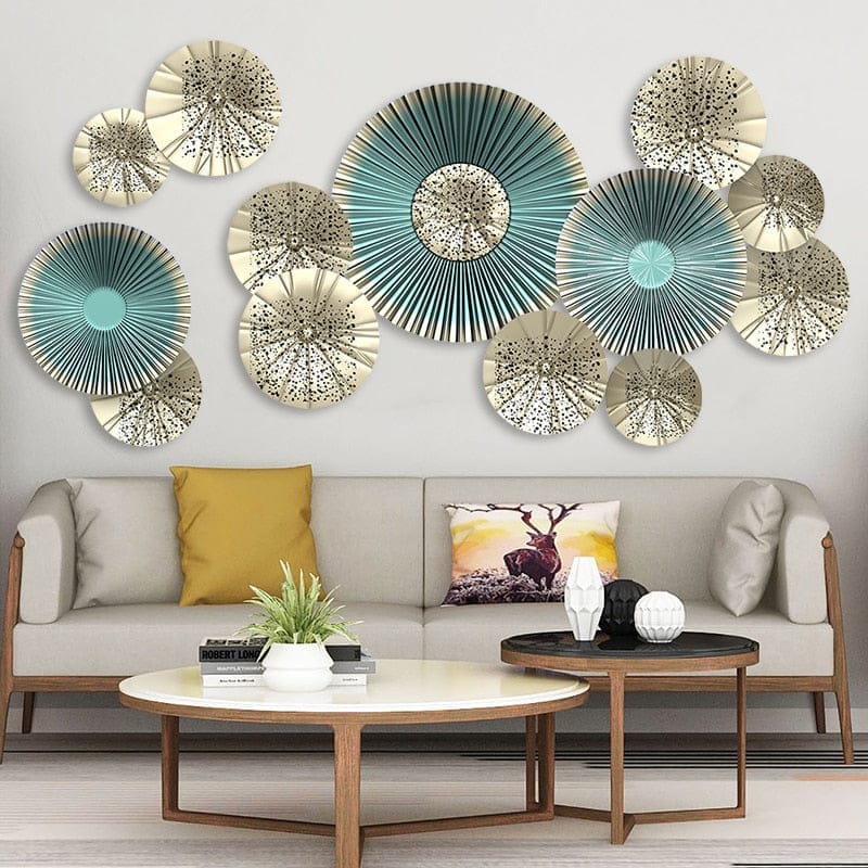 Creative 115*58cm 3D Fan Wall art Decals European Style Living Room Home Décor BENNYS 