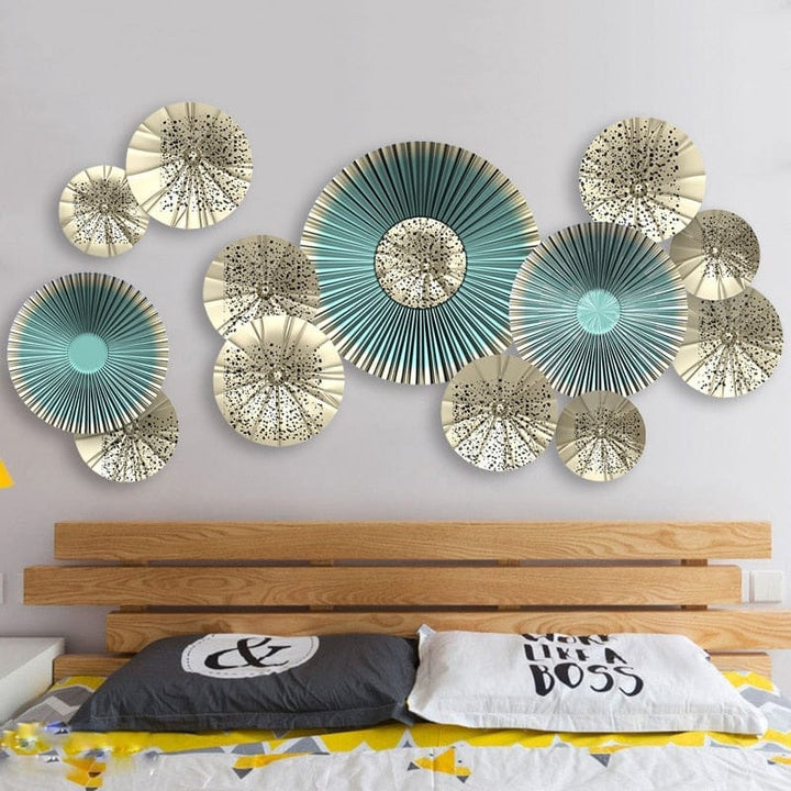 Creative 115*58cm 3D Fan Wall art Decals European Style Living Room Home Décor BENNYS 