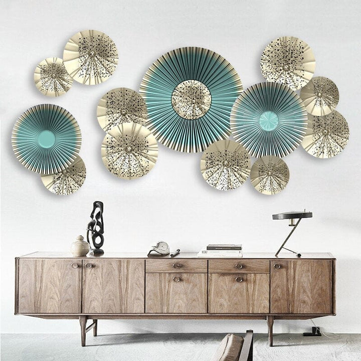 Creative 115*58cm 3D Fan Wall art Decals European Style Living Room Home Décor BENNYS 