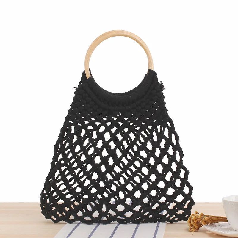 Crochet Knit Summer Beach Handbag for Girls Bennys Beauty World