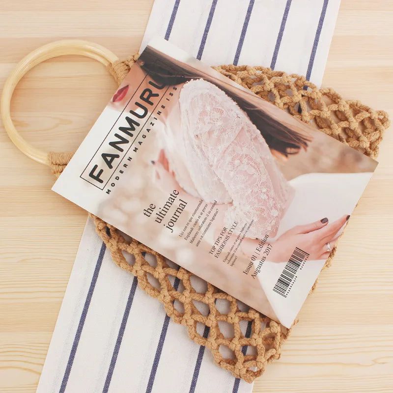 Crochet Knit Summer Beach Handbag for Girls Bennys Beauty World