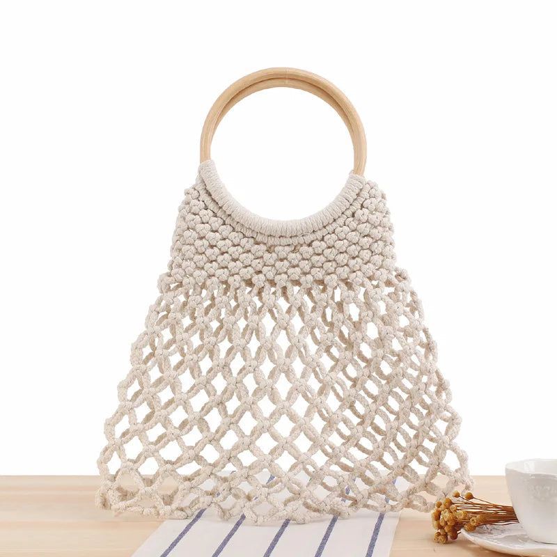 Crochet Knit Summer Beach Handbag for Girls Bennys Beauty World