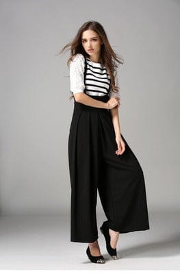 Cropped suspenders wide-leg pants Bennys Beauty World