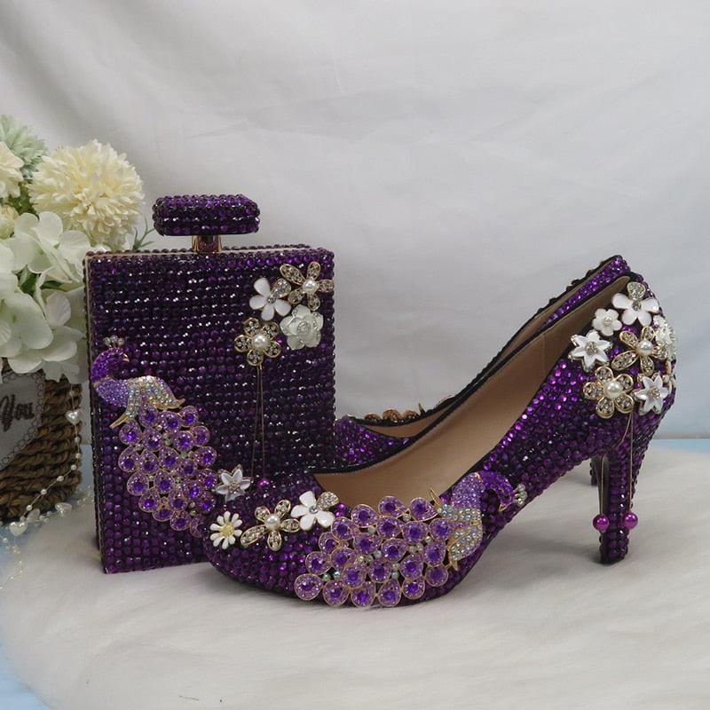 Crystal Bridal Wedding Shoes And Bag Set Bennys Beauty World